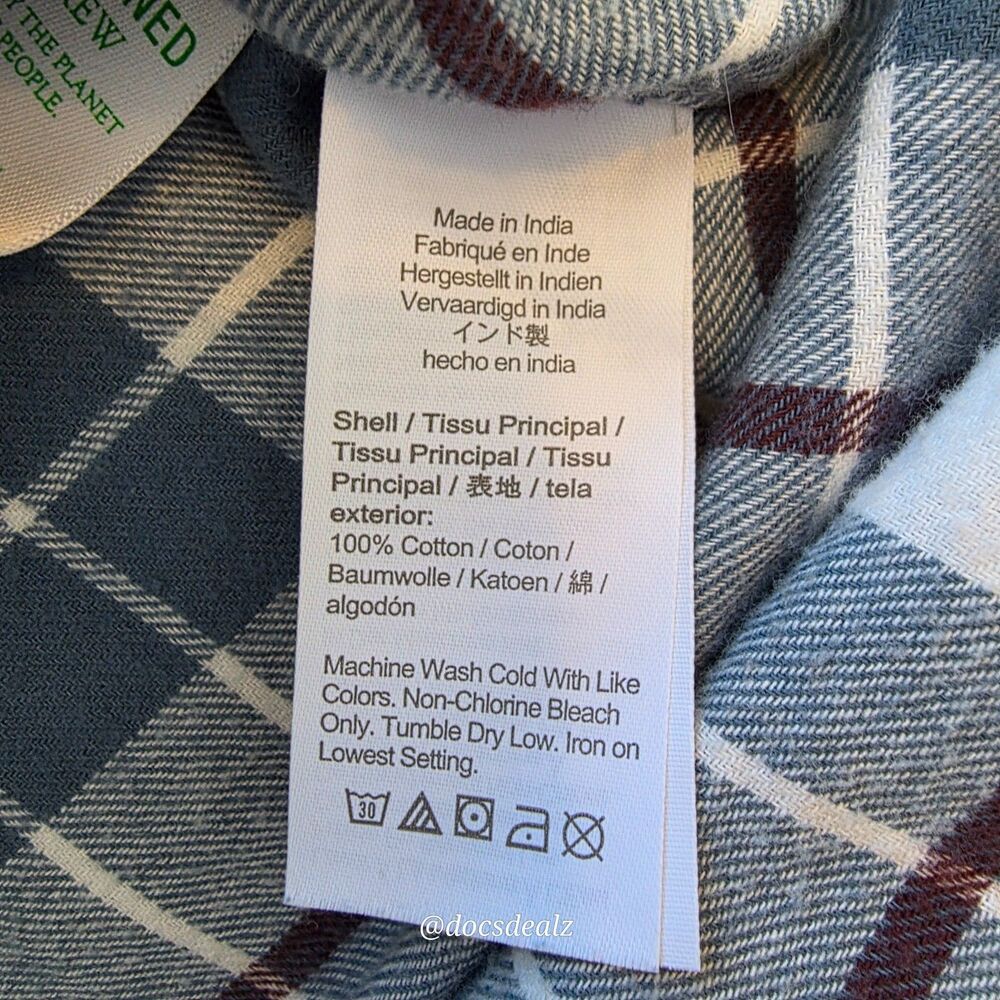 J. Crew Flannel Plaid Blue and White Men's XL - Picture 5 of 5